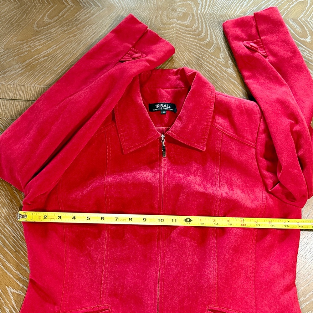 Tribal Faux Suede Women's Jacket Zip Front Pockets Size 10 - Picture 7 of 10